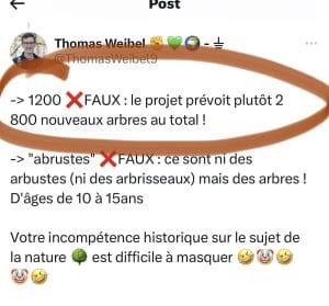 Adjoint 2800 arbres plantés sur twitter