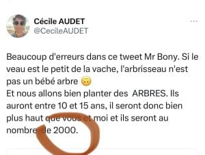 adjointe annonçant 2000 arbres replantés sur Twitter