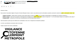 mail concernant la galerie Auchan Nord du 9 novembre 2024